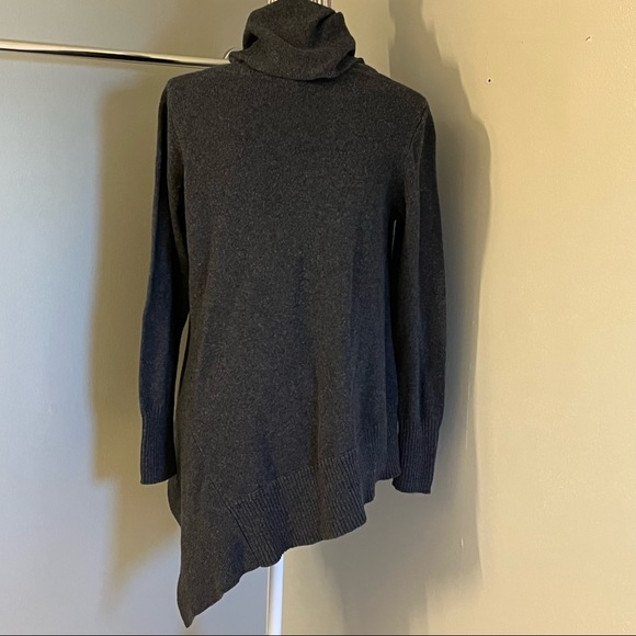 Stylus Sweater Womens Gray Long Sleeve Asymmetrical Turtleneck Cotton Blend M - Picture 8 of 13